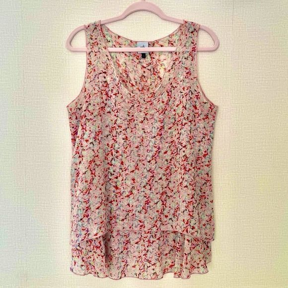CAbi Sweet Floral Print Semi Sheer Sleeveless Layered Bella Top, Style #… - Picture 1 of 9